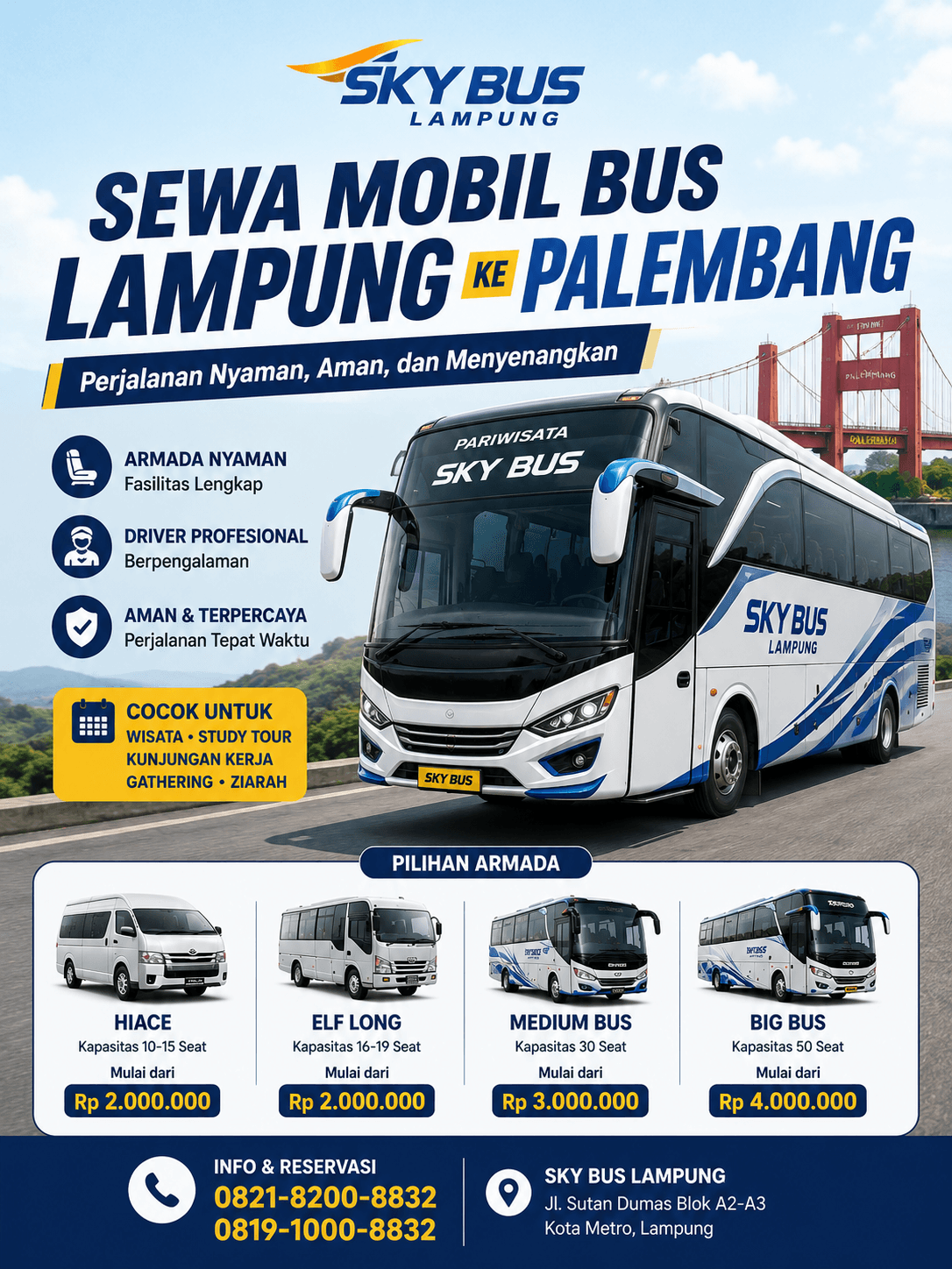 Sewa Bus Lampung Ke Palembang