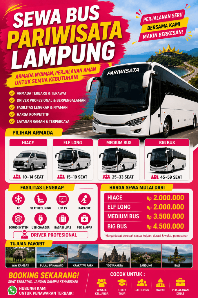 Sewa Bus pariwisata bandar lampung terdekat