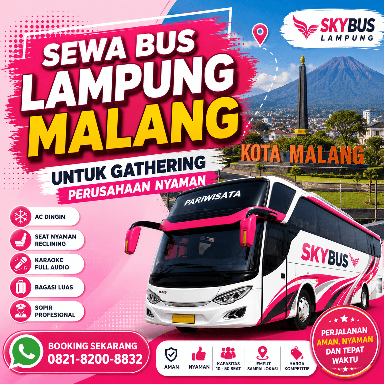 Sewa Bus Lampung Malang untuk Gathering Perusahaan Nyaman