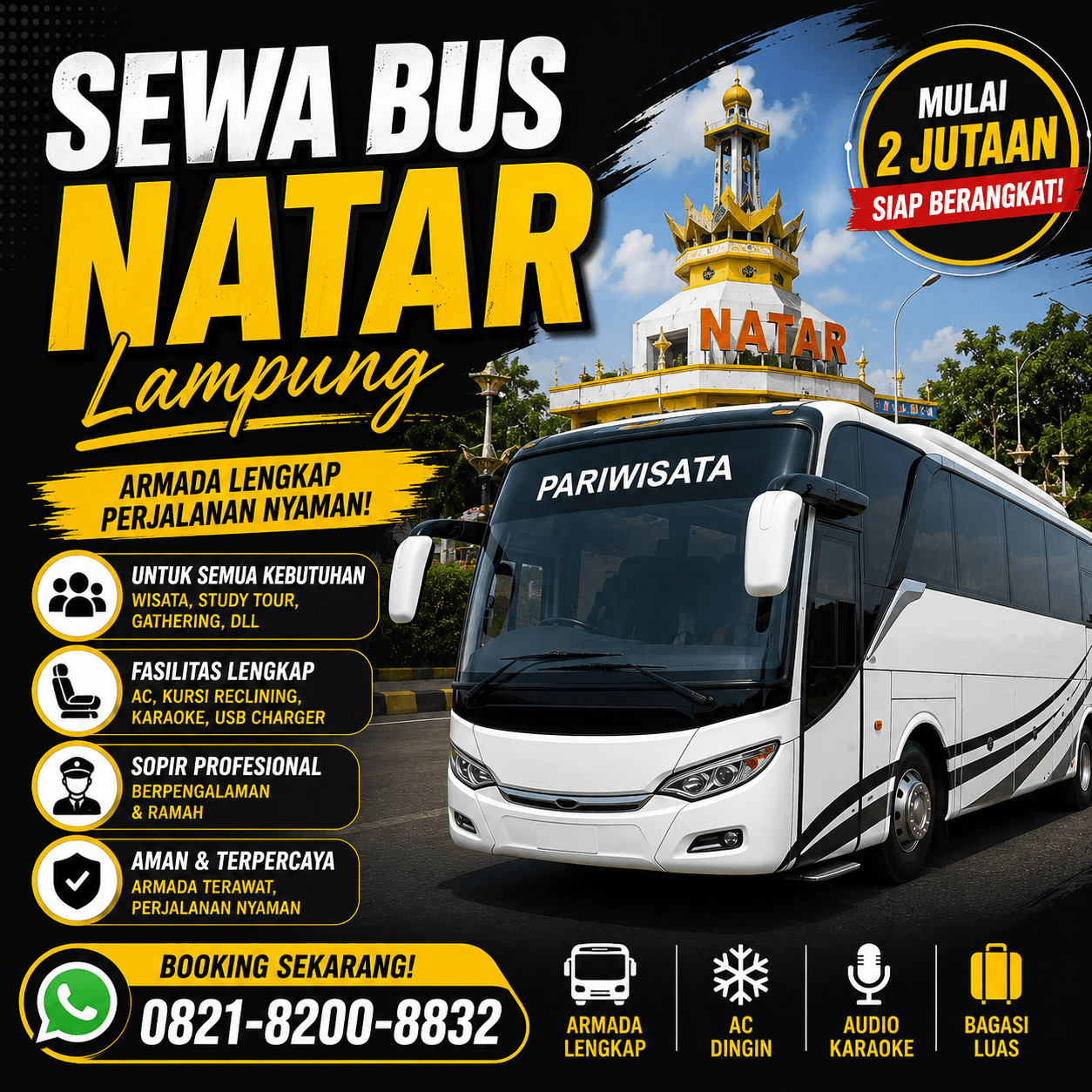 Sewa Bus Natar Lampung Selatan