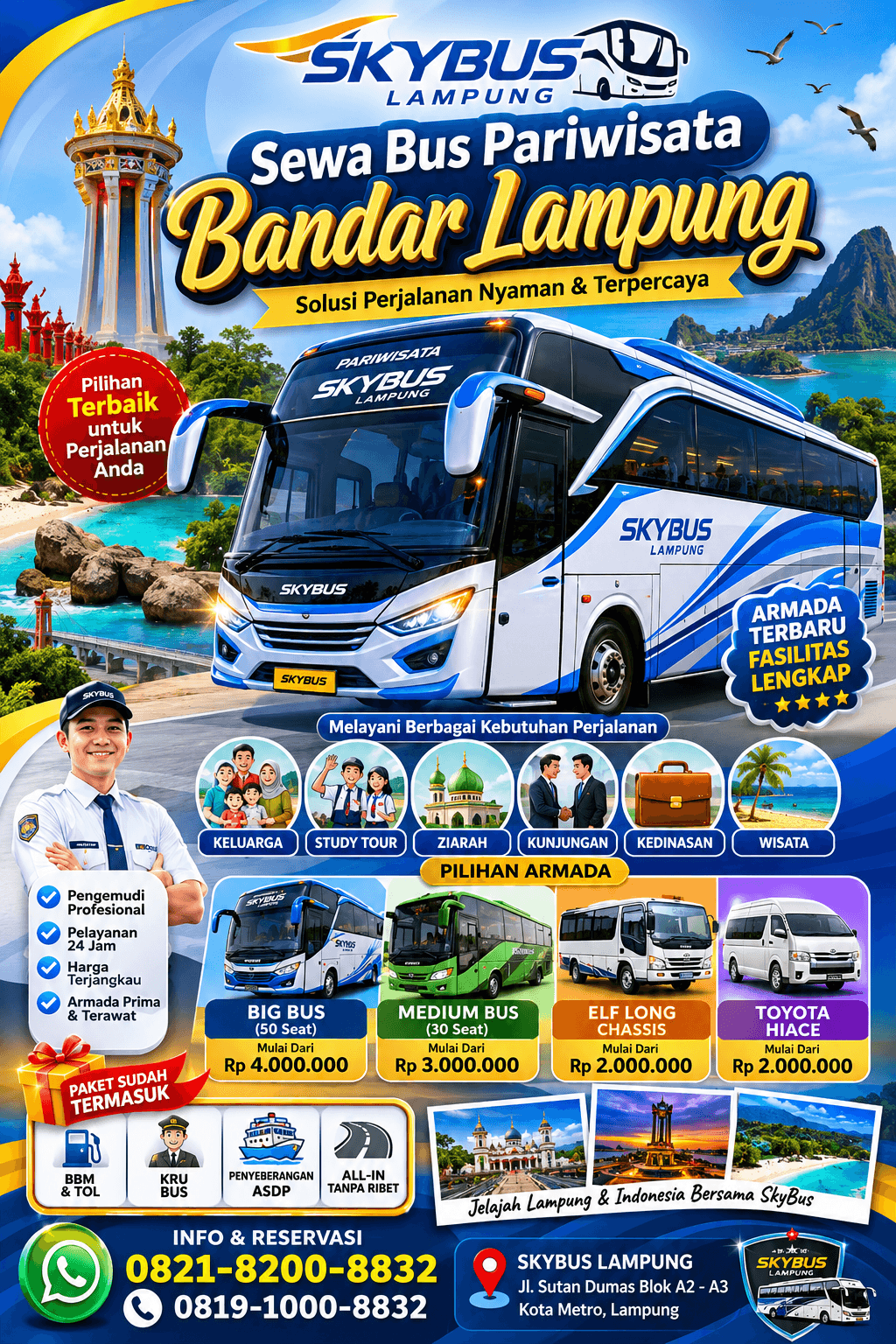Sewa Bus Pariwisata Bandar Lampung