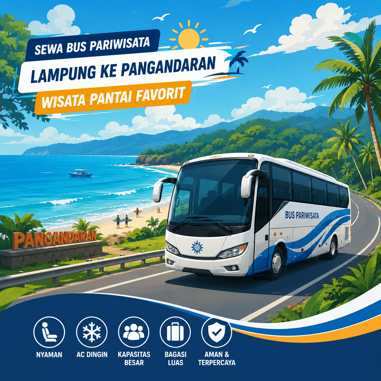 Sewa Bus Pariwisata Lampung Ke Pangandaran Wisata Pantai Favorit