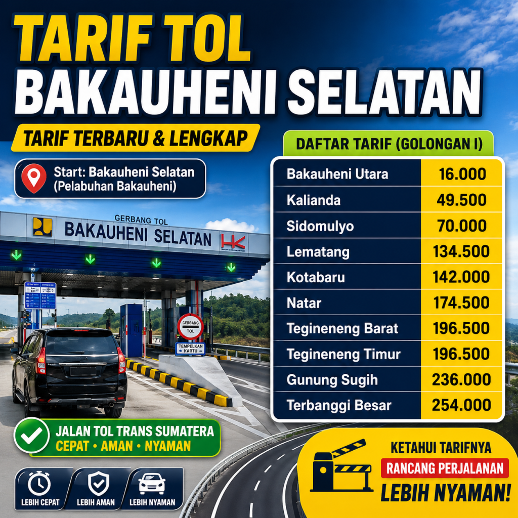 Tarif Tol terbaru bakauheni selatan