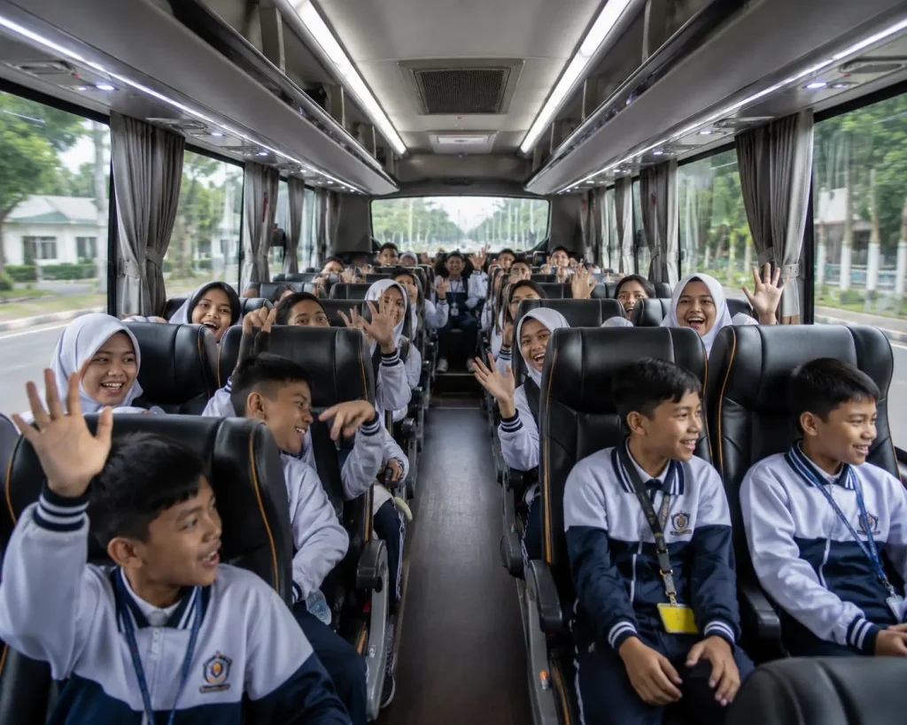 Suasana Dalam Bus Pariwisata Lampung