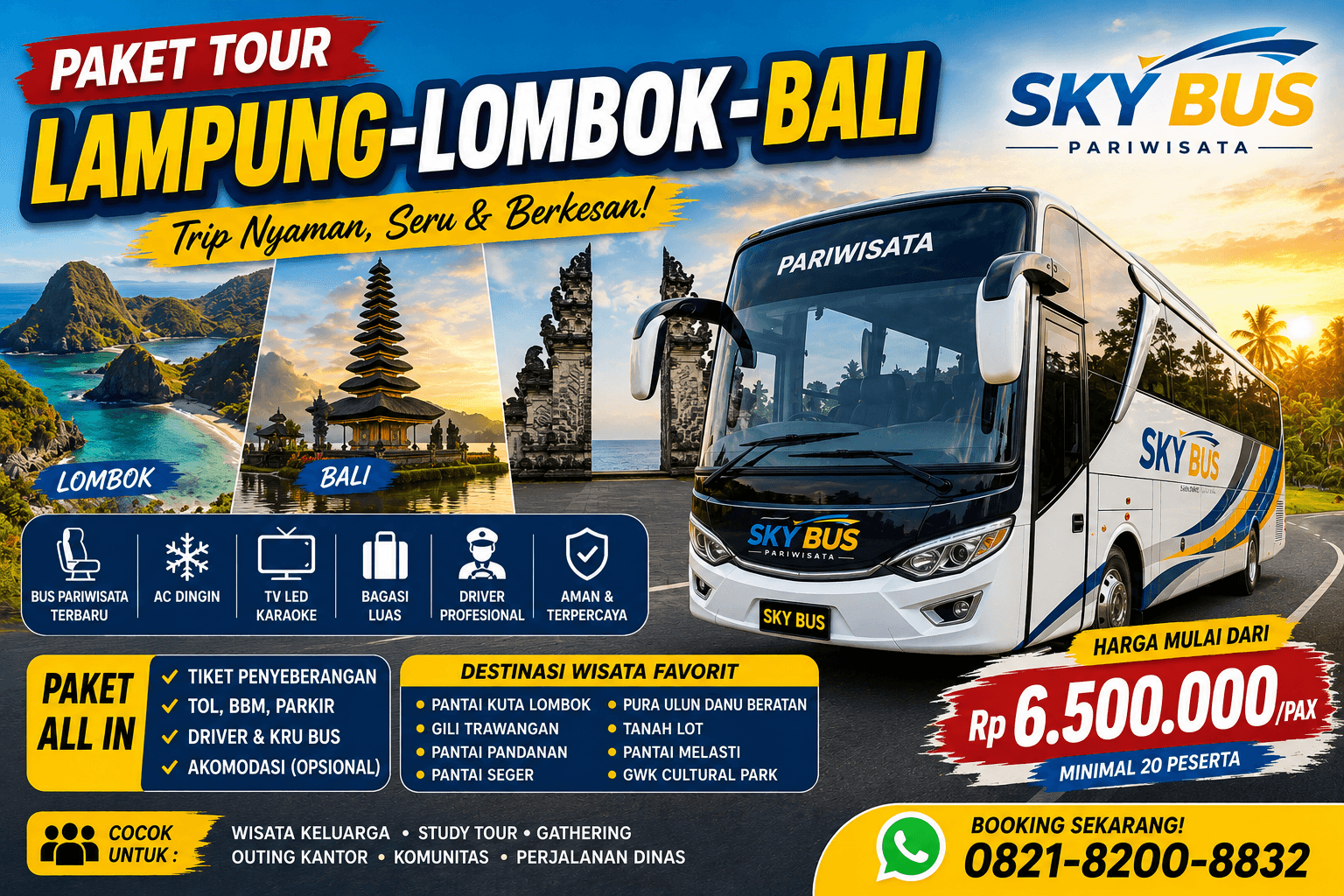 paket tour lampung-lombok-bali